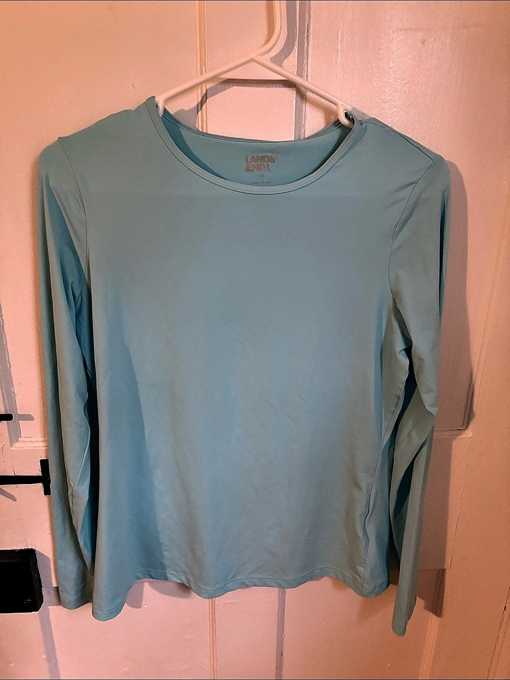 Lands' End Women's SunShade UPF 50 Long Sleeve Rash Guard Swim Tee Blue XS